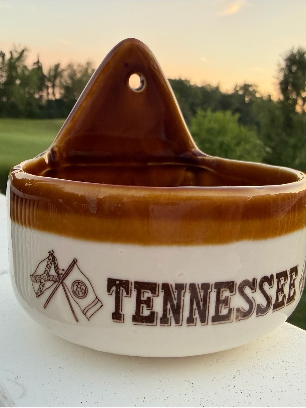Vintage Tennessee Brown and Cream Wall Pocket